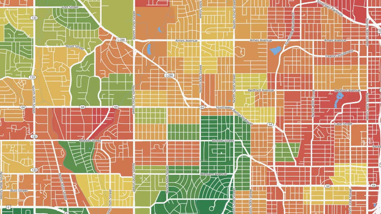 Benson, Omaha, NE of rich and poor neighborhoods by household income