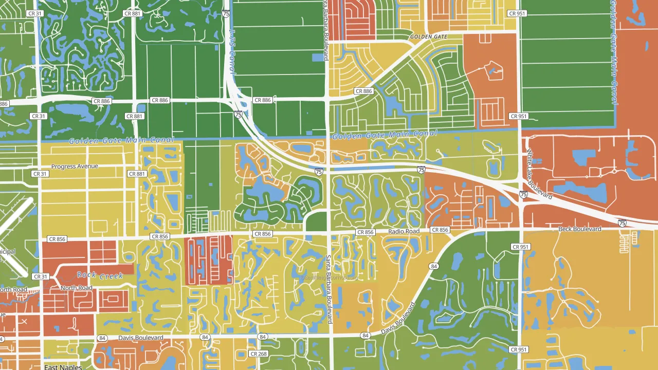 Berkshire Lakes, Naples, FL of rich and poor neighborhoods by household income