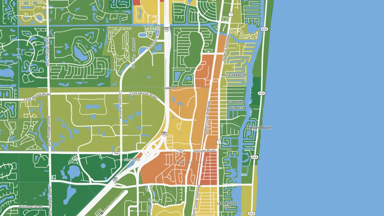 Boca Teeca, Boca Raton, FL of rich and poor neighborhoods by household income