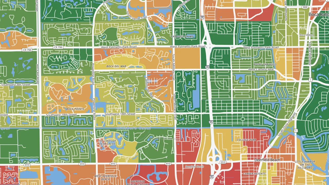 Bramalea, Boca Raton, FL of rich and poor neighborhoods by household income