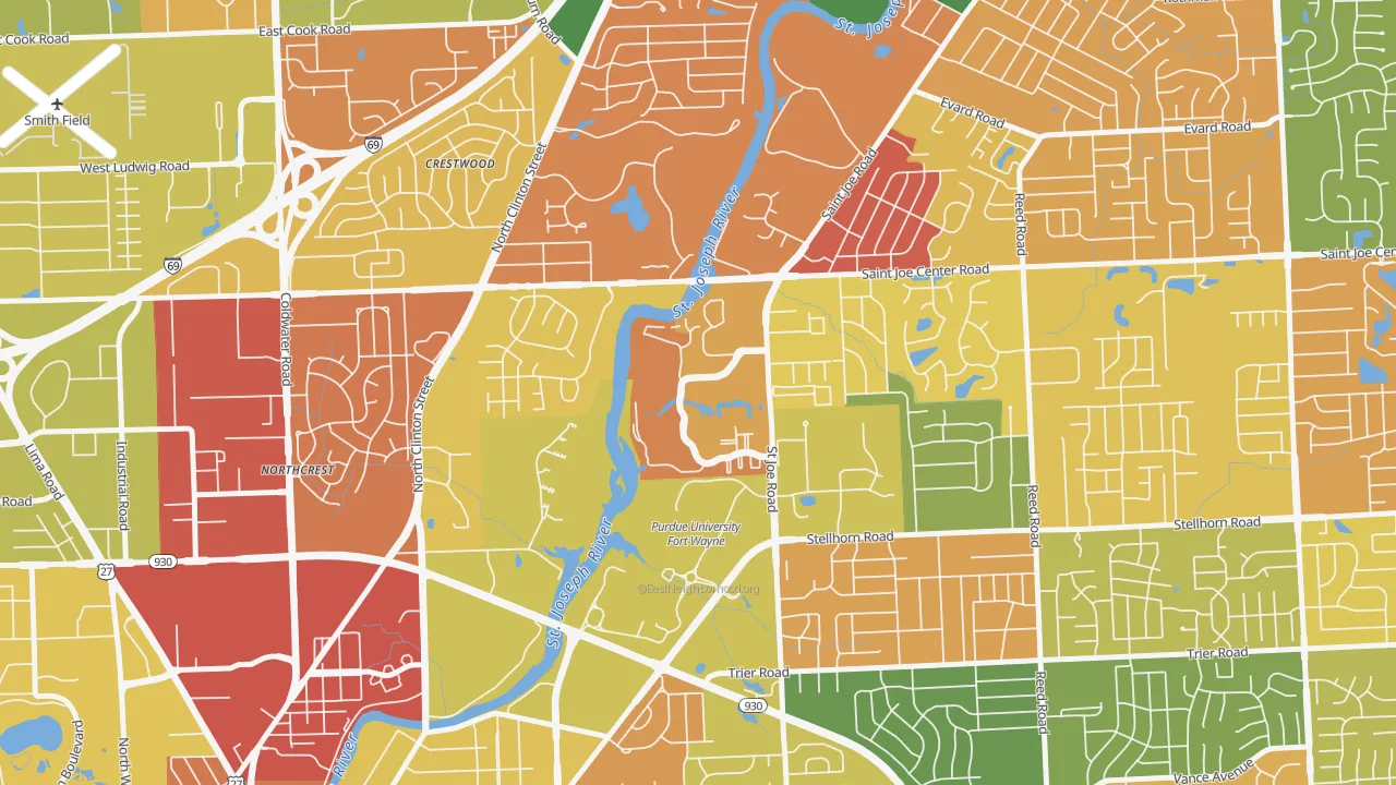 Canterbury Green, Fort Wayne, IN of rich and poor neighborhoods by household income