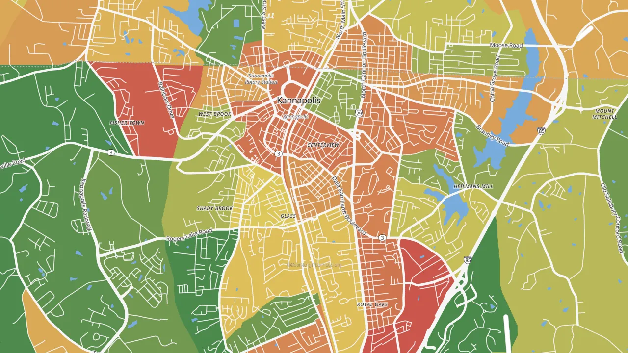 Car Town, Kannapolis, NC of rich and poor neighborhoods by household income