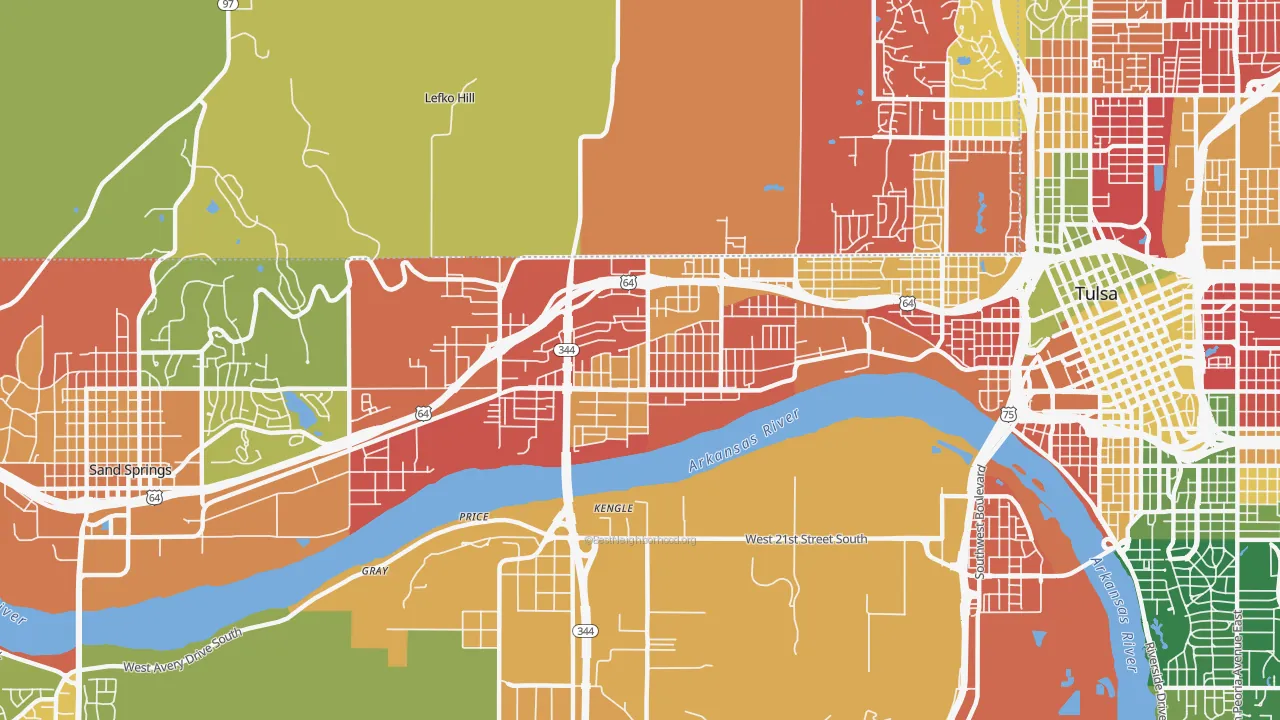 Charles Page, Tulsa, OK of rich and poor neighborhoods by household income