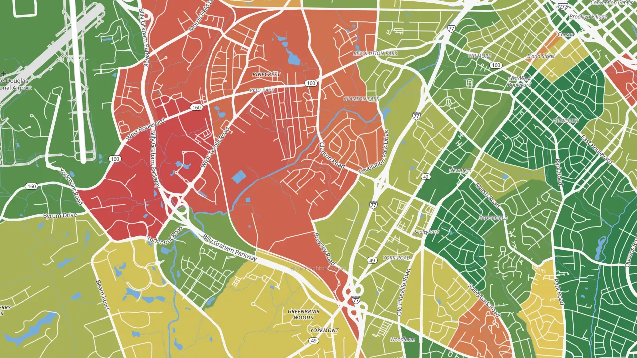 Clanton Park-Roseland, Charlotte, NC of rich and poor neighborhoods by household income