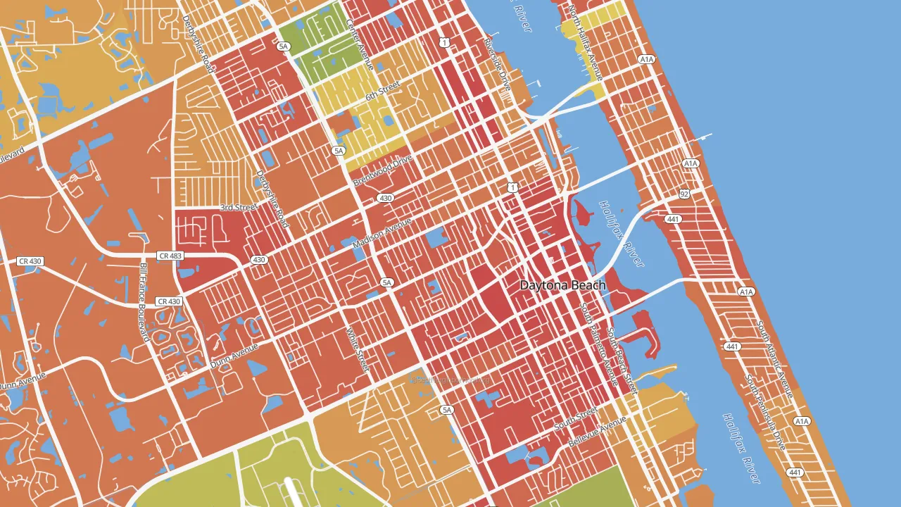 Colemans Daytona, Daytona Beach, FL of rich and poor neighborhoods by household income