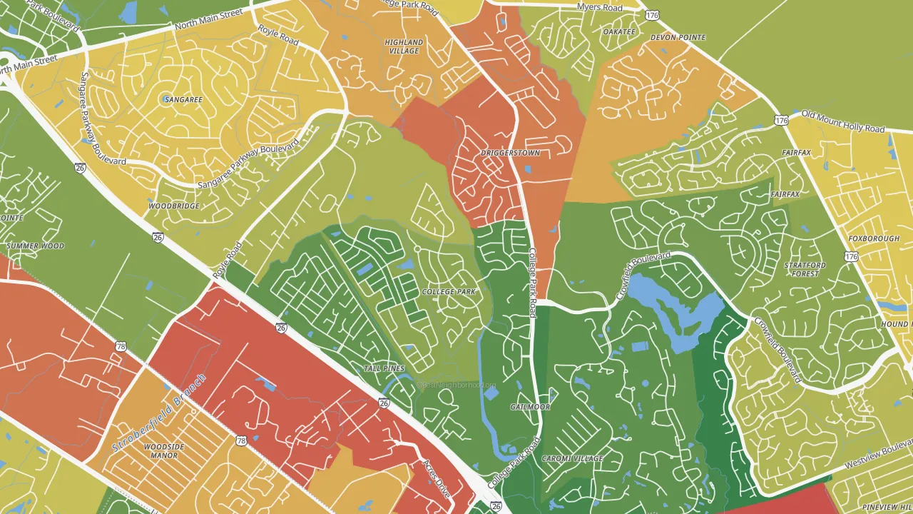 College Park, Ladson, SC of rich and poor neighborhoods by household income