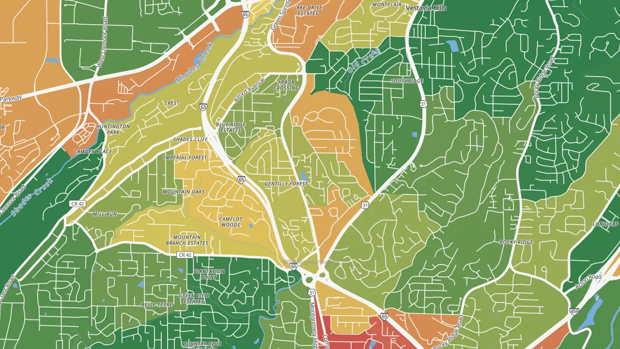 Crossgate, Vestavia Hills, AL of rich and poor neighborhoods by household income