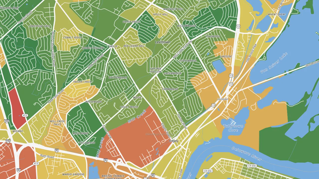 Dogwood Hollow, Levittown, PA of rich and poor neighborhoods by household income