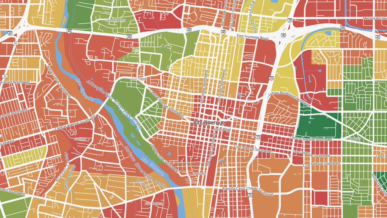 Downtown, Albuquerque, NM of rich and poor neighborhoods by household income