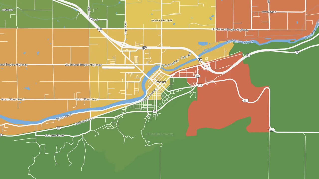 Downtown, Prosser, WA of rich and poor neighborhoods by household income