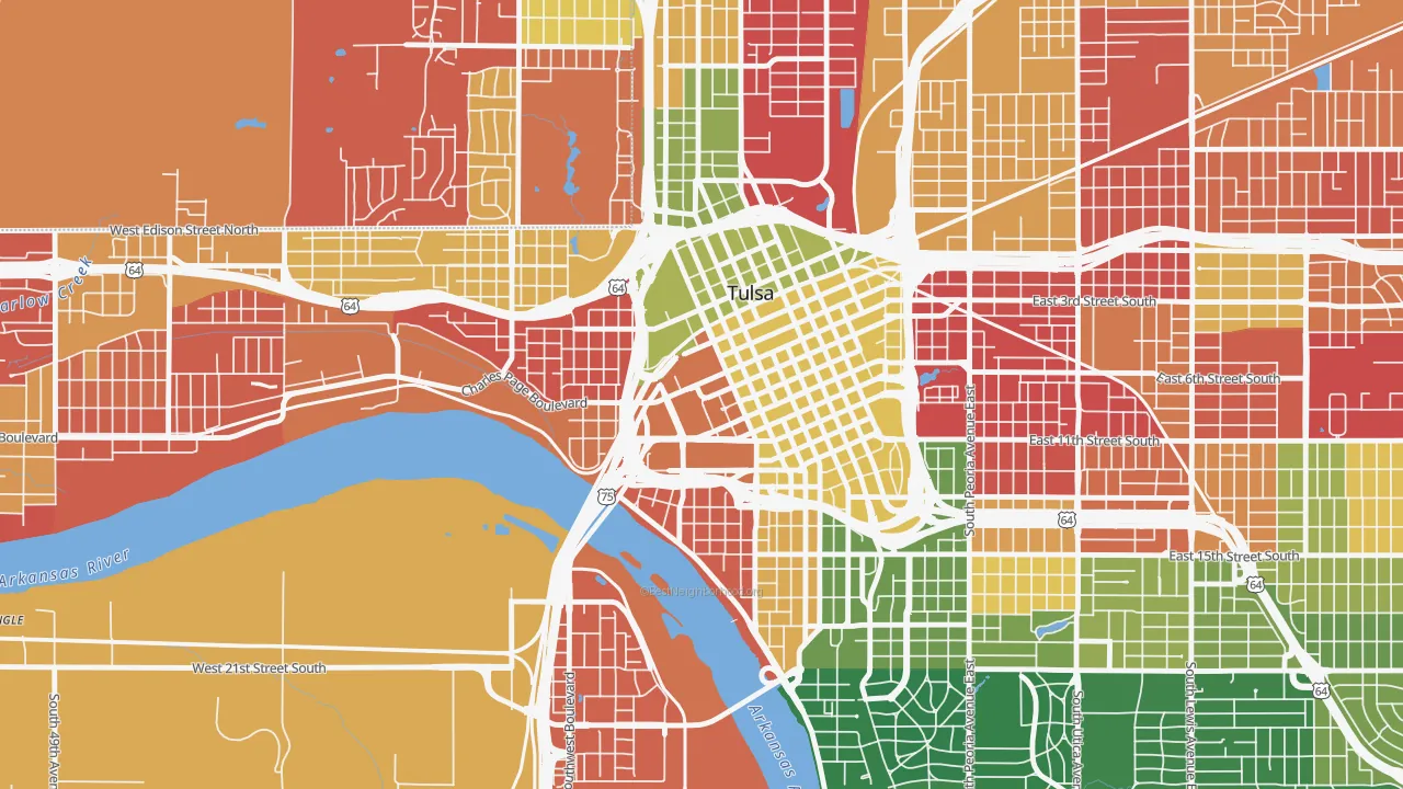 Downtown Tulsa, Tulsa, OK of rich and poor neighborhoods by household income