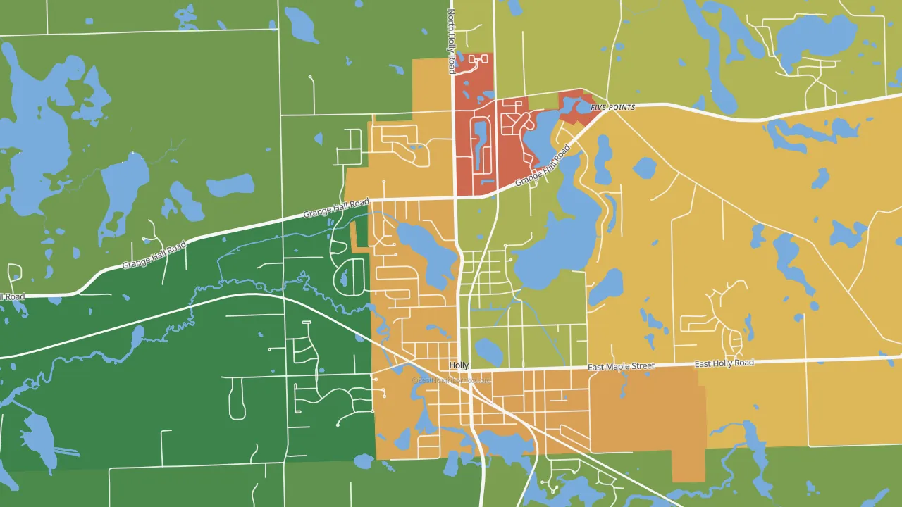 Downtown Village of Holly, Holly, MI of rich and poor neighborhoods by household income