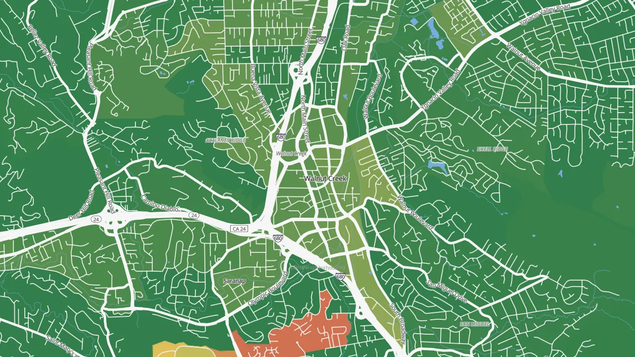 Downtown Walnut Creek, Walnut Creek, CA of rich and poor neighborhoods by household income