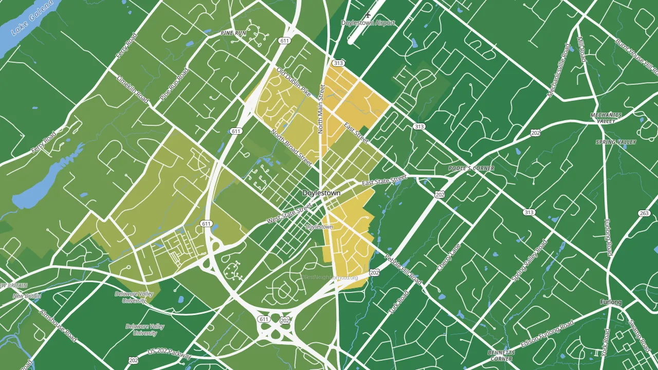 Doylestown Historic District, Doylestown, PA of rich and poor neighborhoods by household income