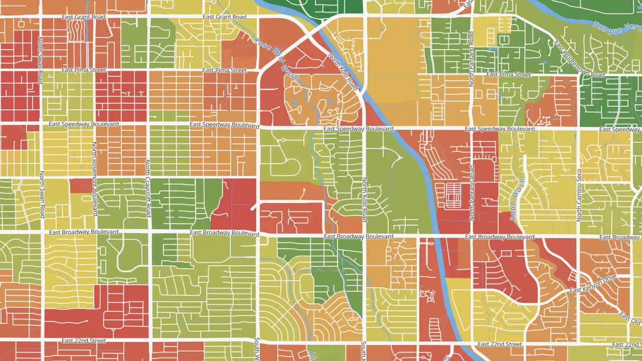 El Gheko, Tucson, AZ of rich and poor neighborhoods by household income