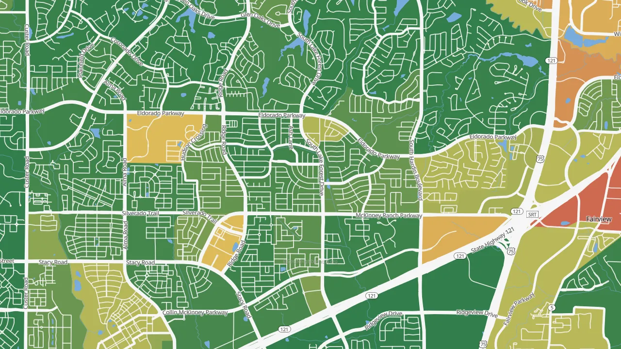 Eldorado Heights, McKinney, TX of rich and poor neighborhoods by household income