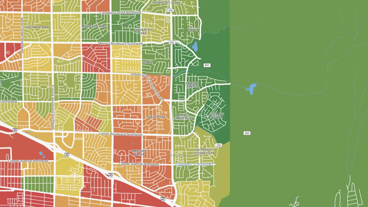 Embudo Canyon, Albuquerque, NM of rich and poor neighborhoods by household income