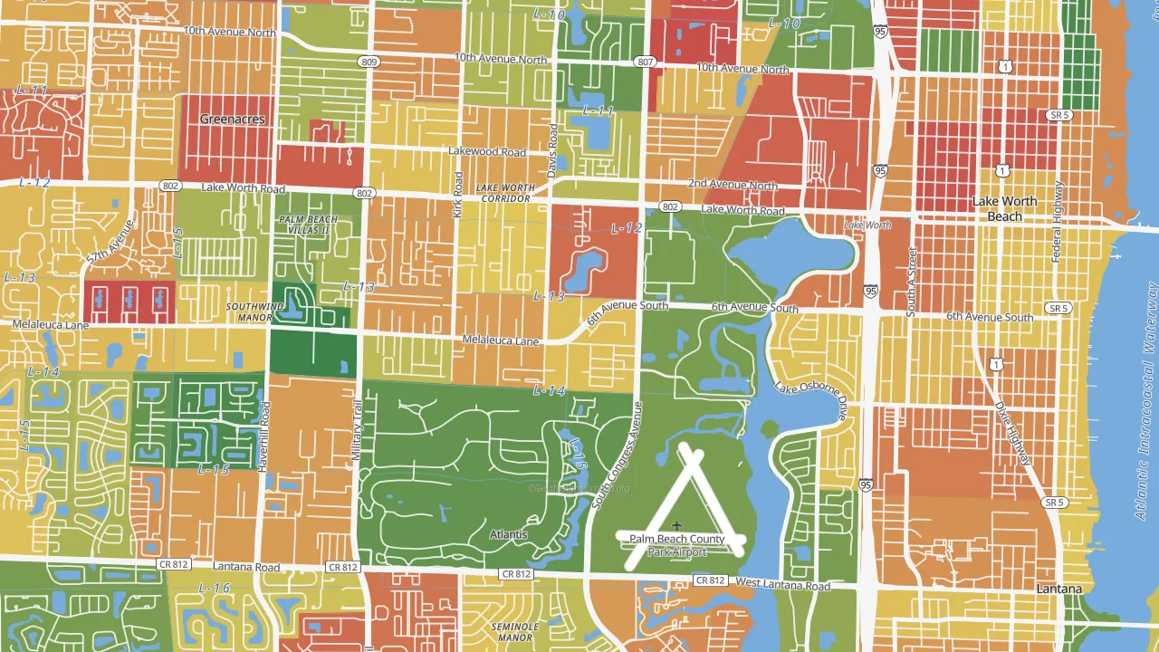Emerald Lake-Miami, Lake Worth, FL of rich and poor neighborhoods by household income