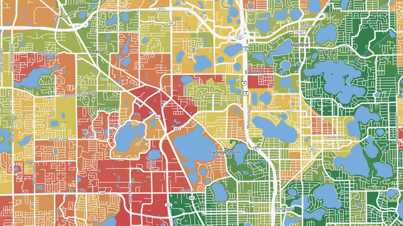 Fairview Shores, Orlando, FL of rich and poor neighborhoods by household income