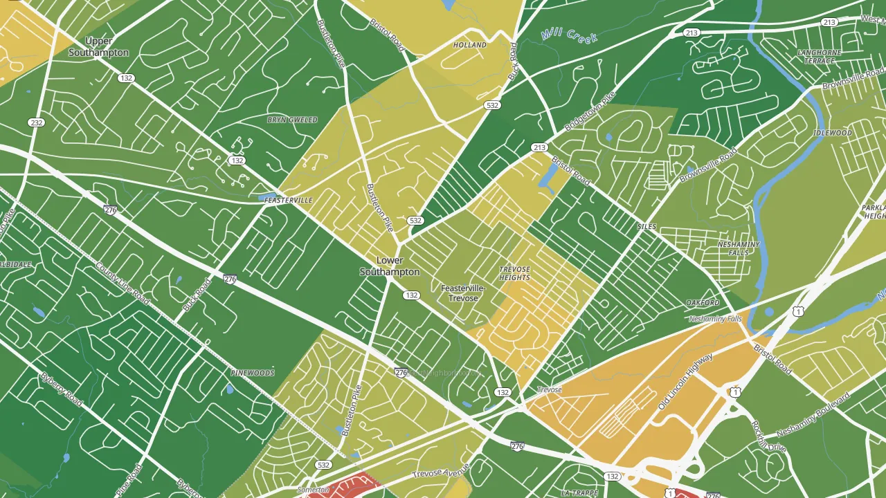 Feasterville, Feasterville-Trevose, PA of rich and poor neighborhoods by household income