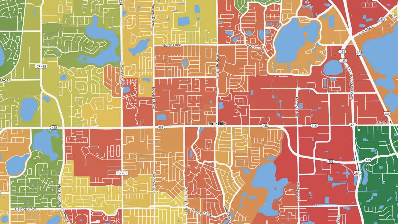 Forest Park, Pine Hills, FL of rich and poor neighborhoods by household income