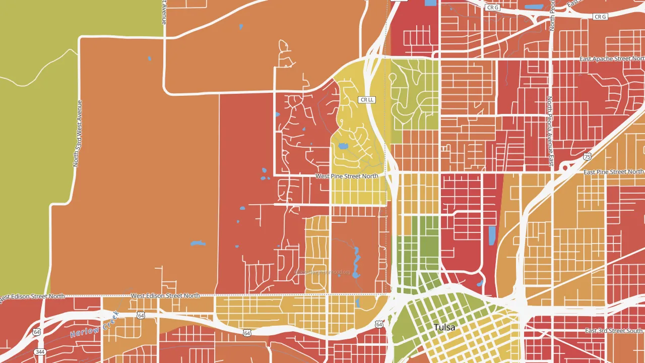Gilcrease Hills, Tulsa, OK of rich and poor neighborhoods by household income