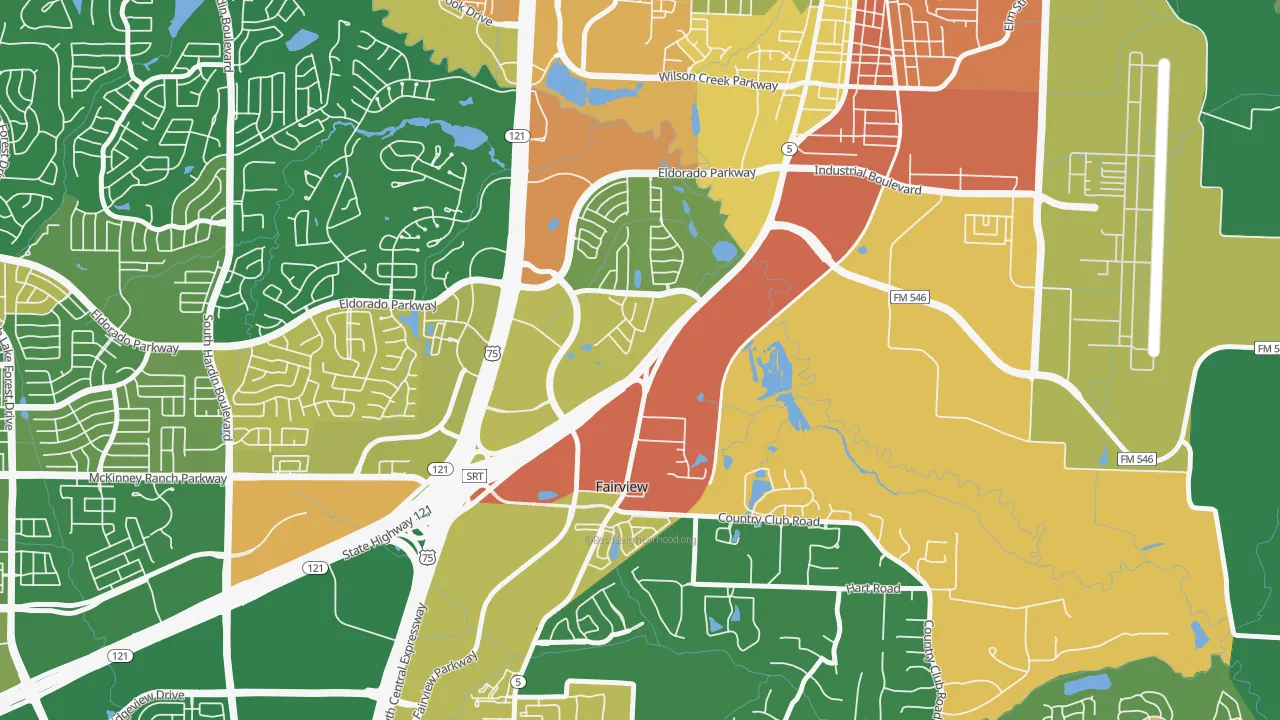 Greens of McKinney, McKinney, TX of rich and poor neighborhoods by household income