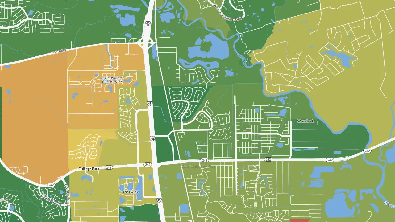 Harper's Landing, Conroe, TX of rich and poor neighborhoods by household income
