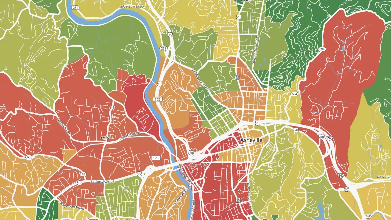 Historic Montford, Asheville, NC of rich and poor neighborhoods by household income