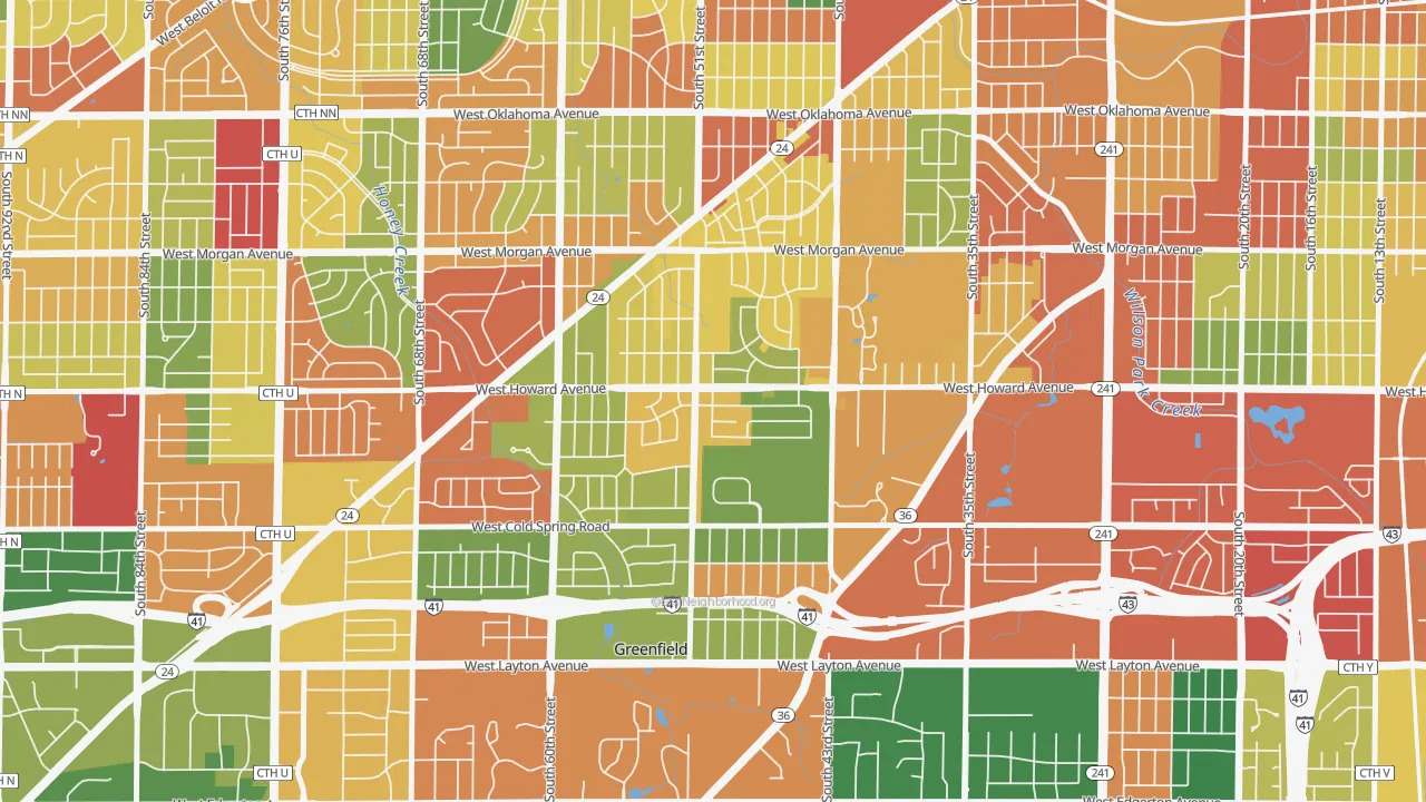 Honey Creek Manor, Milwaukee, WI of rich and poor neighborhoods by household income