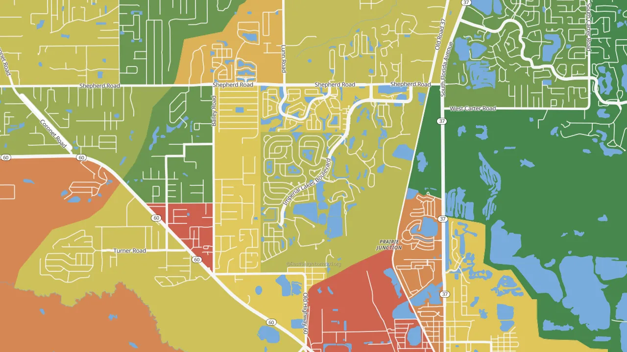 Imperial Lakes, Fuller Heights, FL of rich and poor neighborhoods by household income