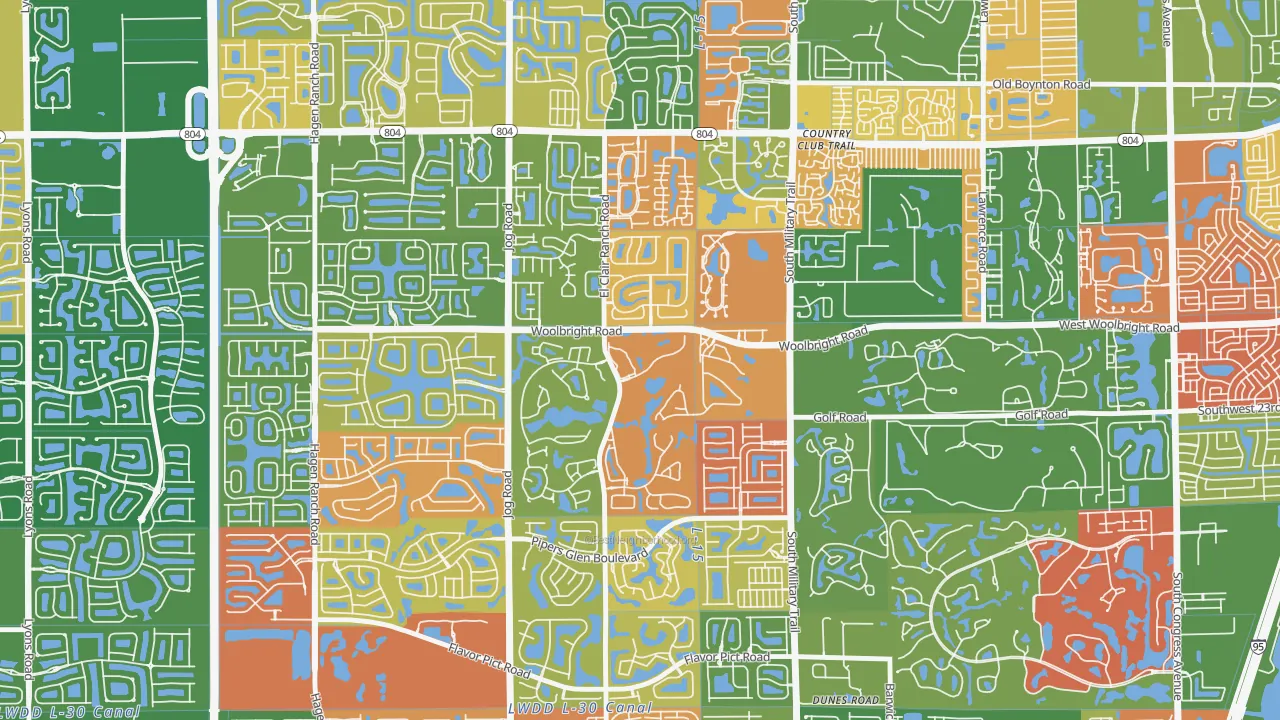 Indian Spring, Boynton Beach, FL of rich and poor neighborhoods by household income