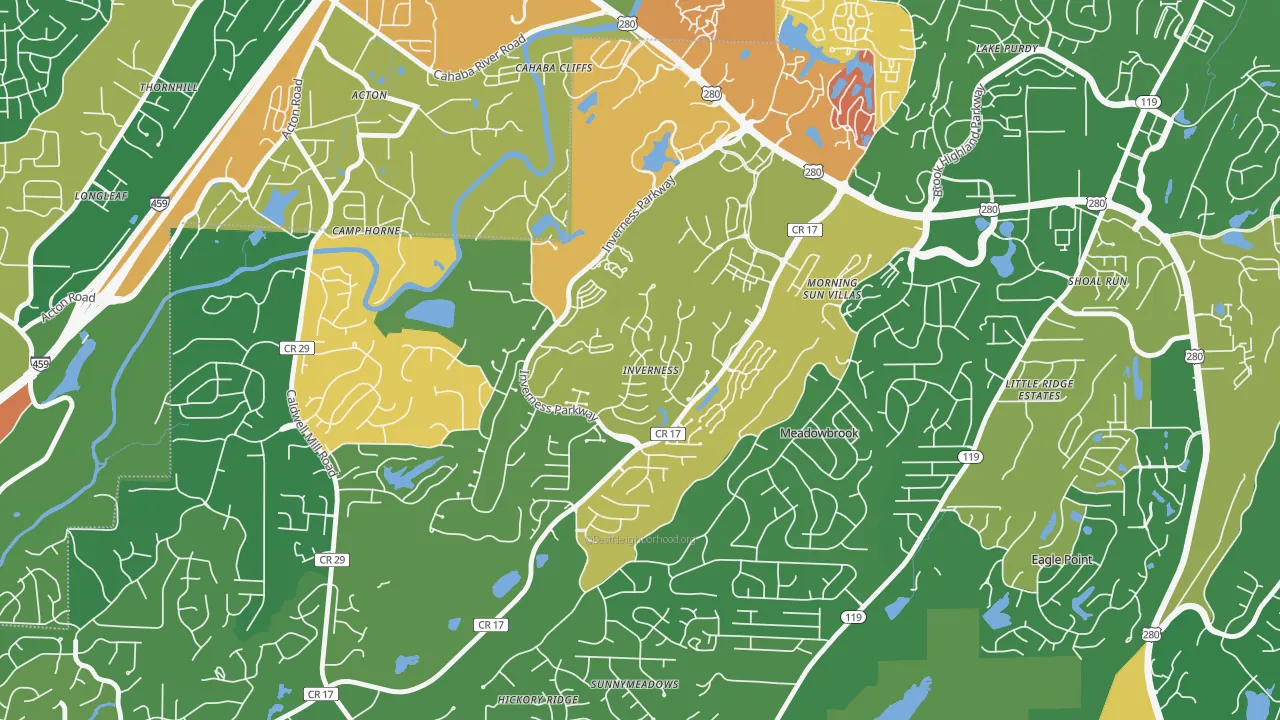 Inverness, Hoover, AL of rich and poor neighborhoods by household income