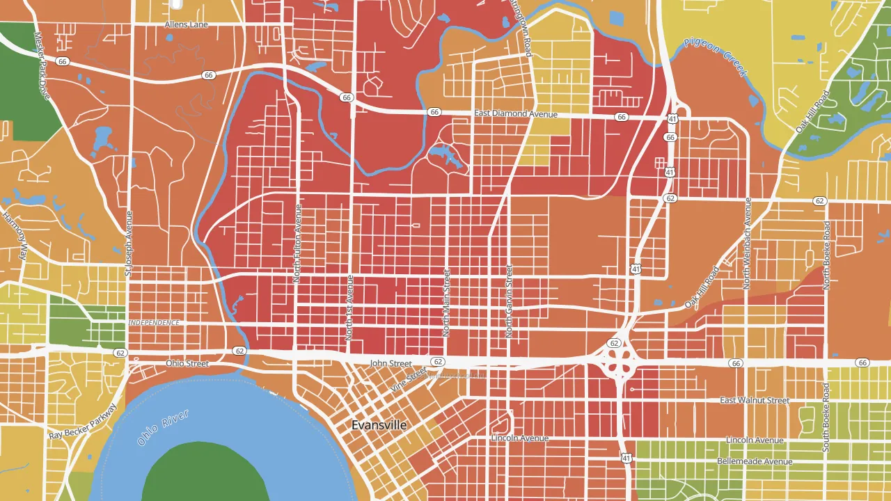 Jacobsville, Evansville, IN of rich and poor neighborhoods by household income