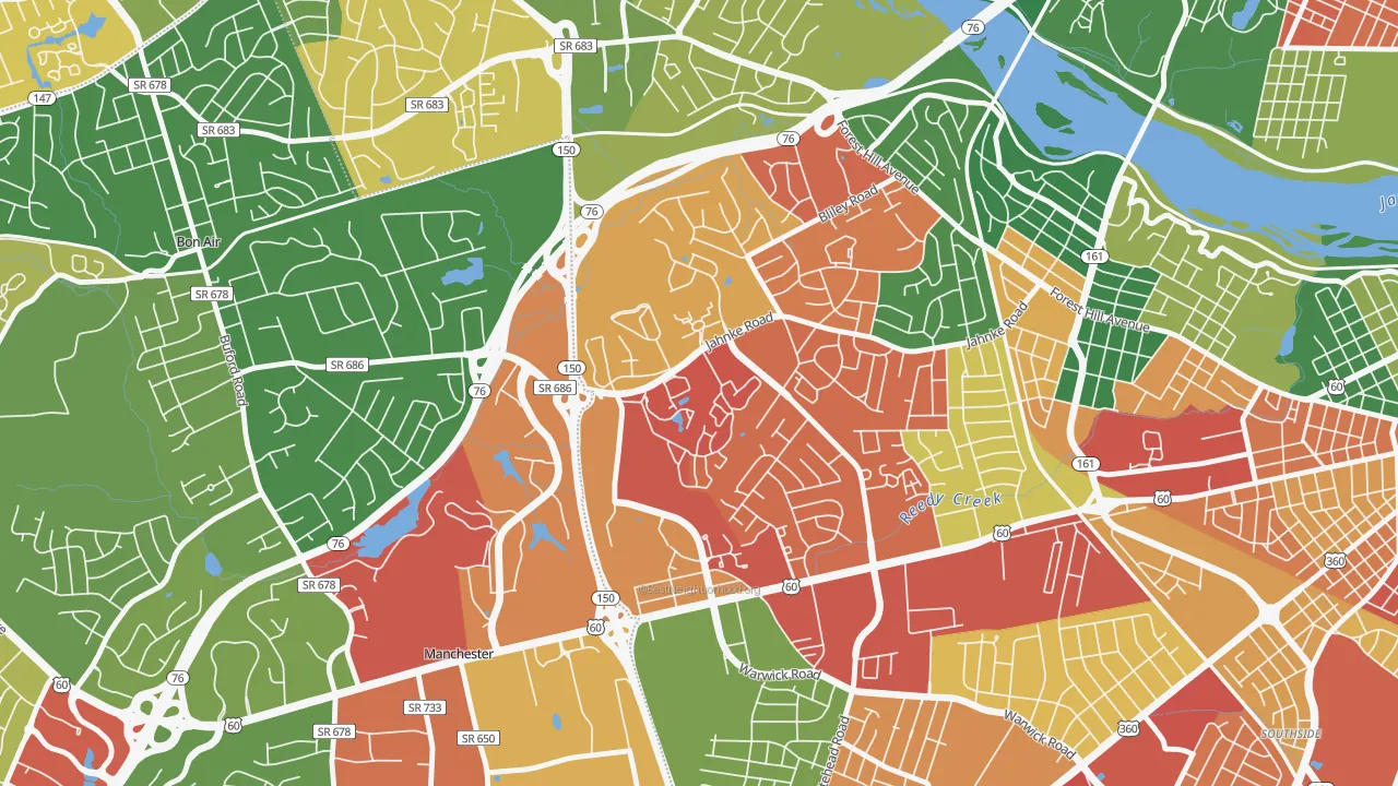 Jahnke, Richmond, VA of rich and poor neighborhoods by household income
