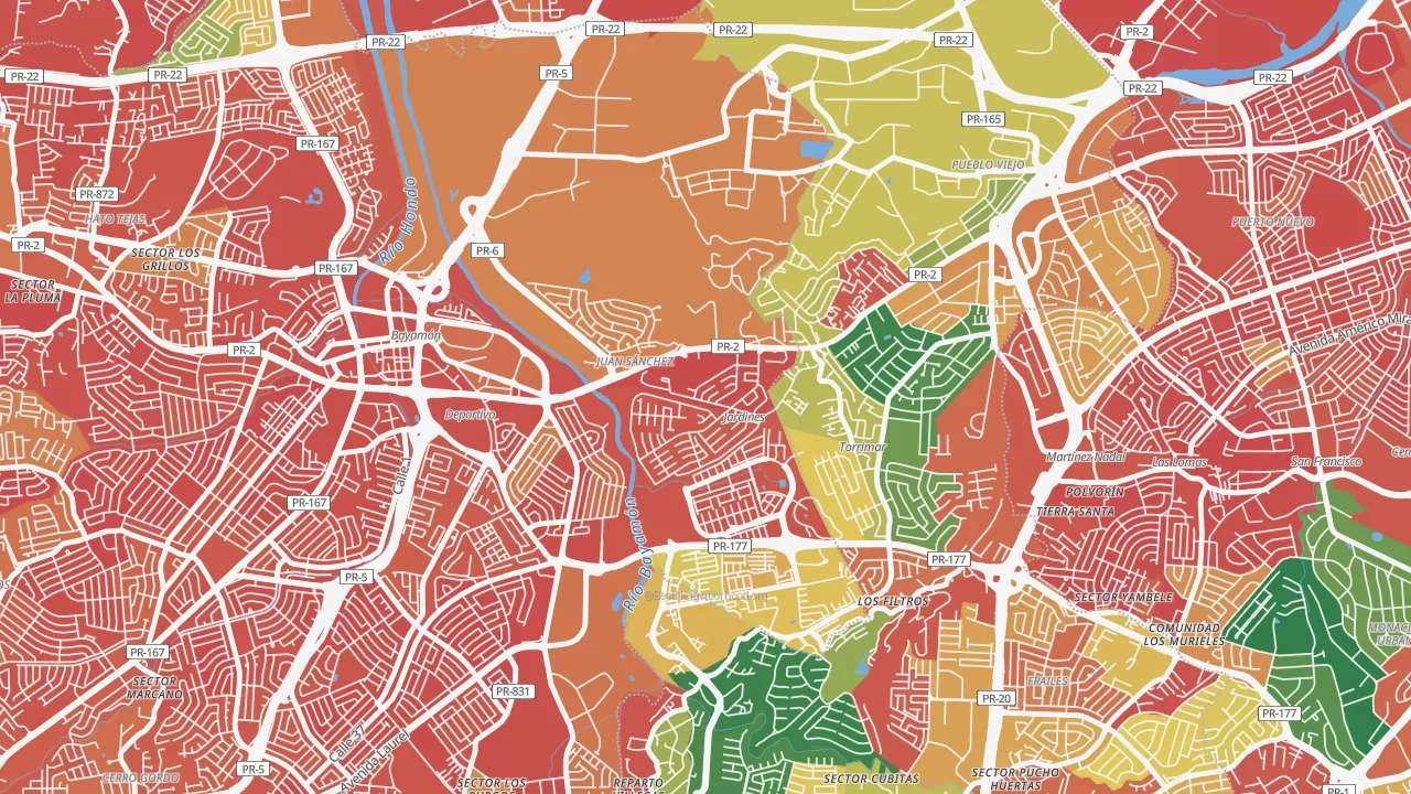 Jardines de Caparra, Bayamon, PR of rich and poor neighborhoods by household income