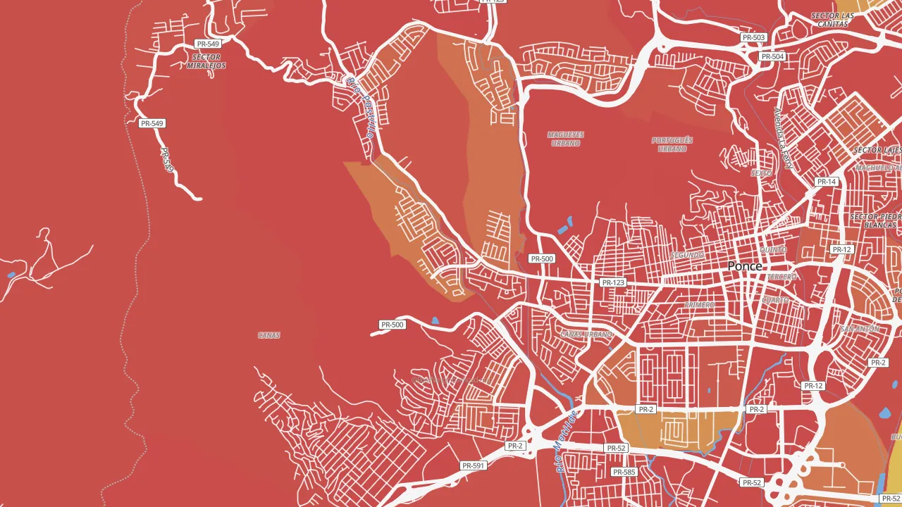 Jardines del Caribe, Ponce, PR of rich and poor neighborhoods by household income