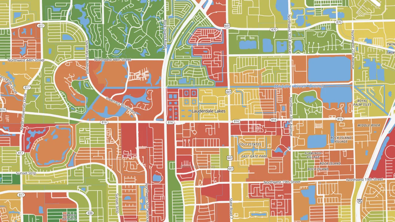 Lauderdale Lakes West Gate, Lauderdale Lakes, FL of rich and poor neighborhoods by household income