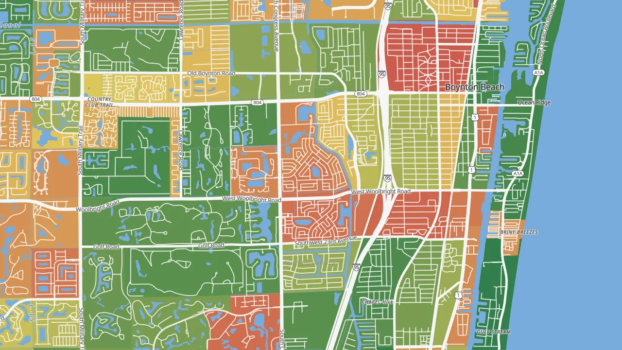 Leisureville, Boynton Beach, FL of rich and poor neighborhoods by household income