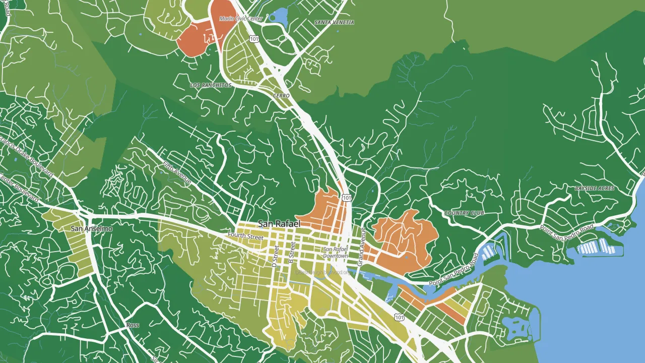 Lincoln, San Rafael, CA of rich and poor neighborhoods by household income