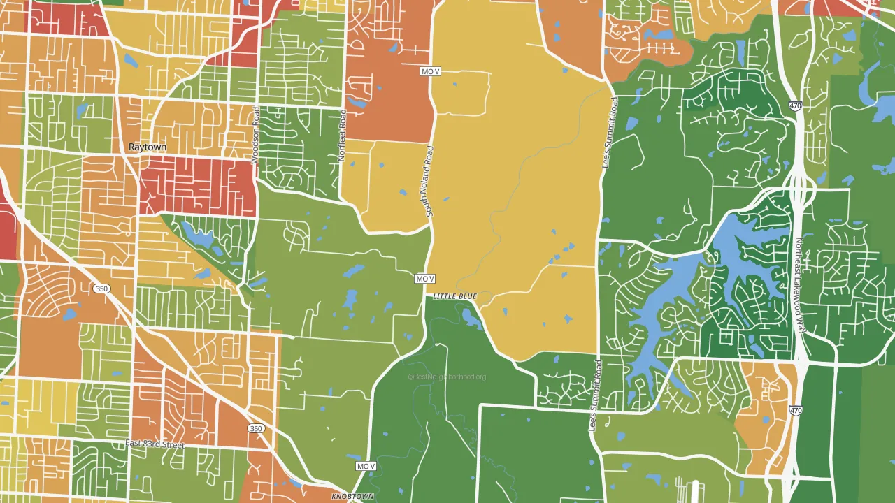 Little Blue Valley, Kansas City, MO of rich and poor neighborhoods by household income