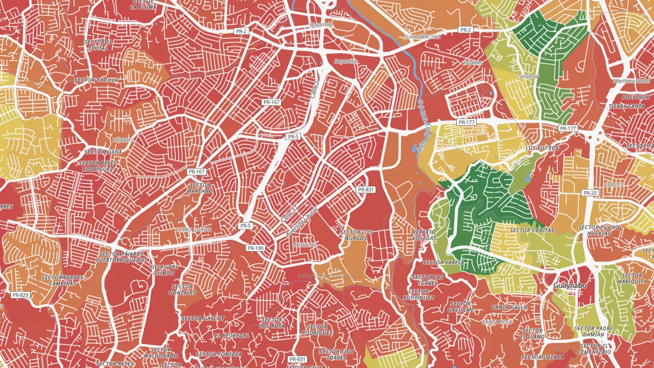 Lomas Verdes, Bayamon, PR of rich and poor neighborhoods by household income