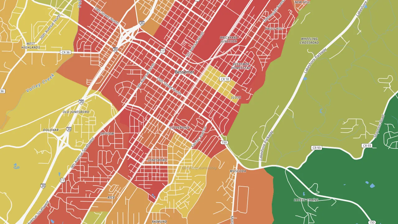 Longbrook Estates, Bessemer, AL of rich and poor neighborhoods by household income