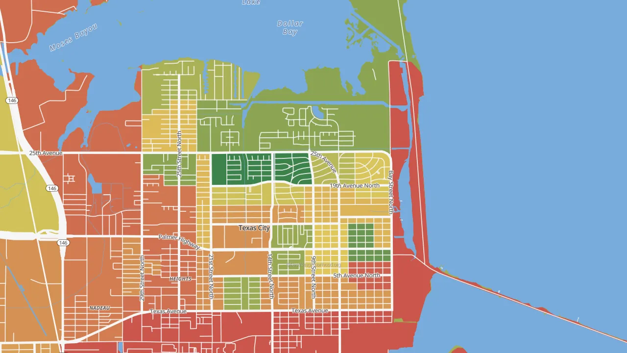 Mainland Park, Texas City, TX of rich and poor neighborhoods by household income