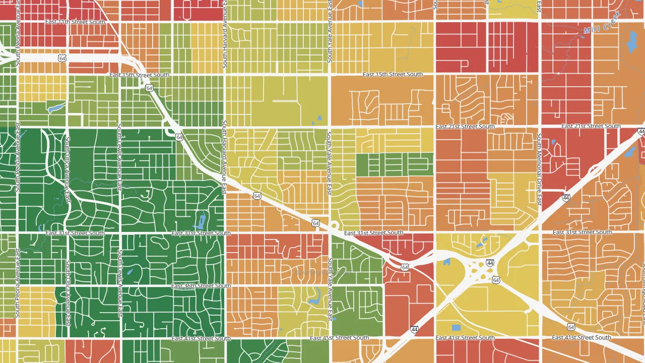 Mayo Meadow, Tulsa, OK of rich and poor neighborhoods by household income