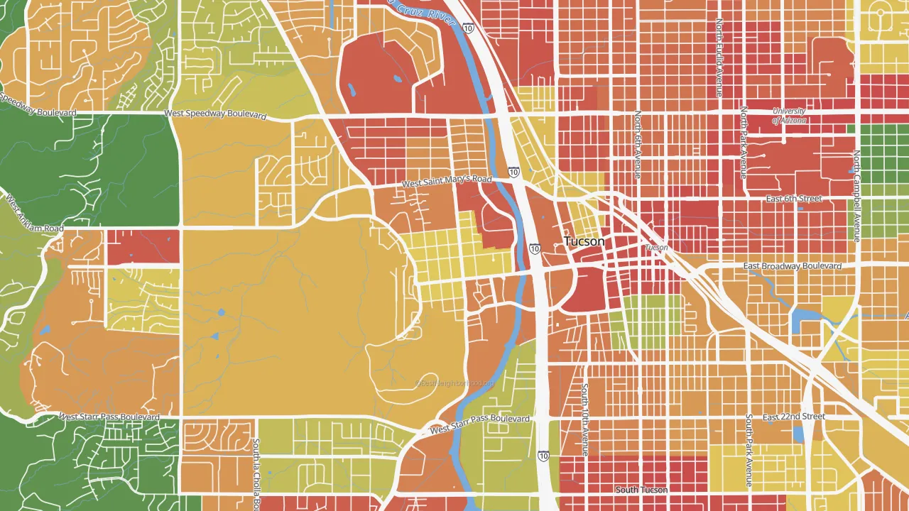 Menlo Park, Tucson, AZ of rich and poor neighborhoods by household income
