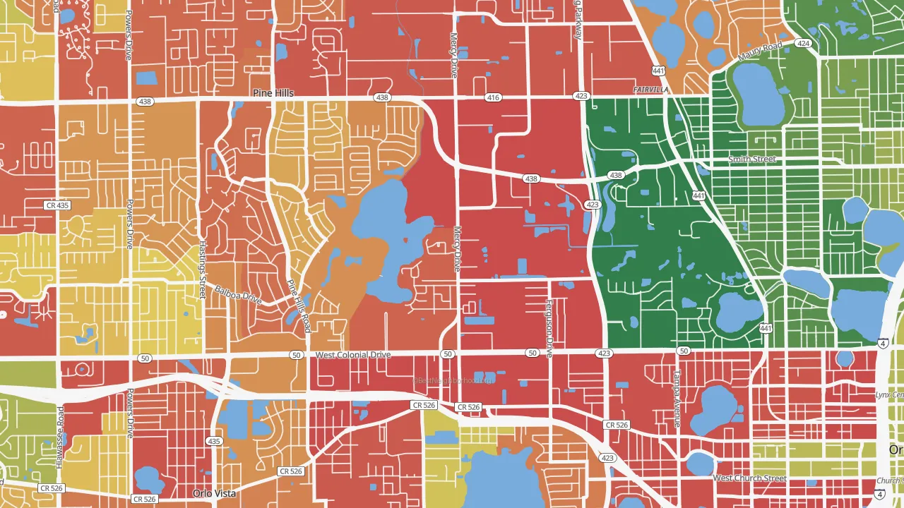 Mercy Drive, Orlando, FL of rich and poor neighborhoods by household income