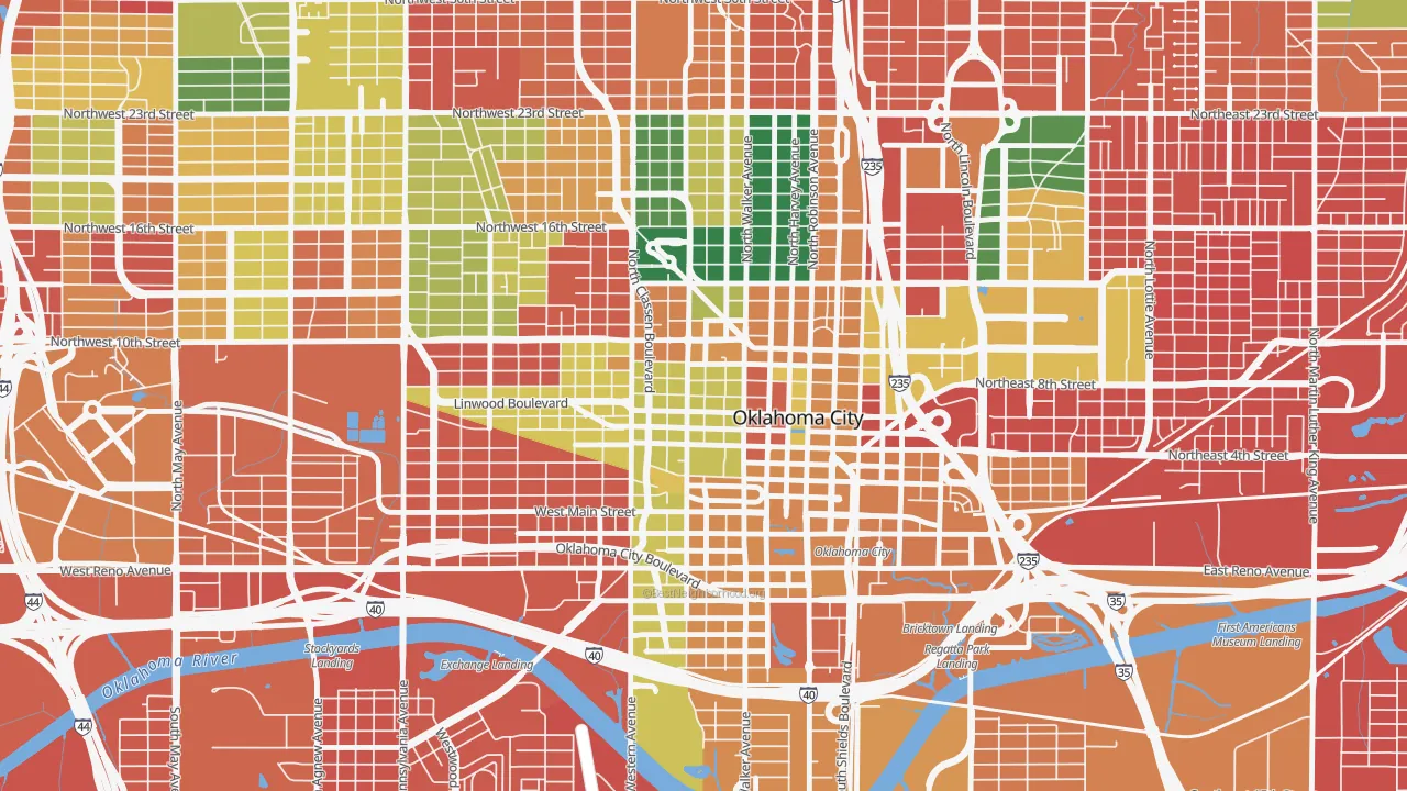 Midtown, Oklahoma City, OK of rich and poor neighborhoods by household income
