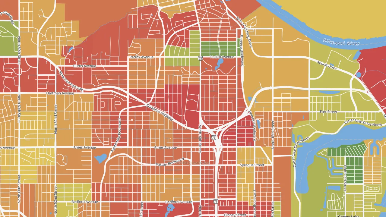 Miller Park Minne Lusa Area, Omaha, NE of rich and poor neighborhoods by household income