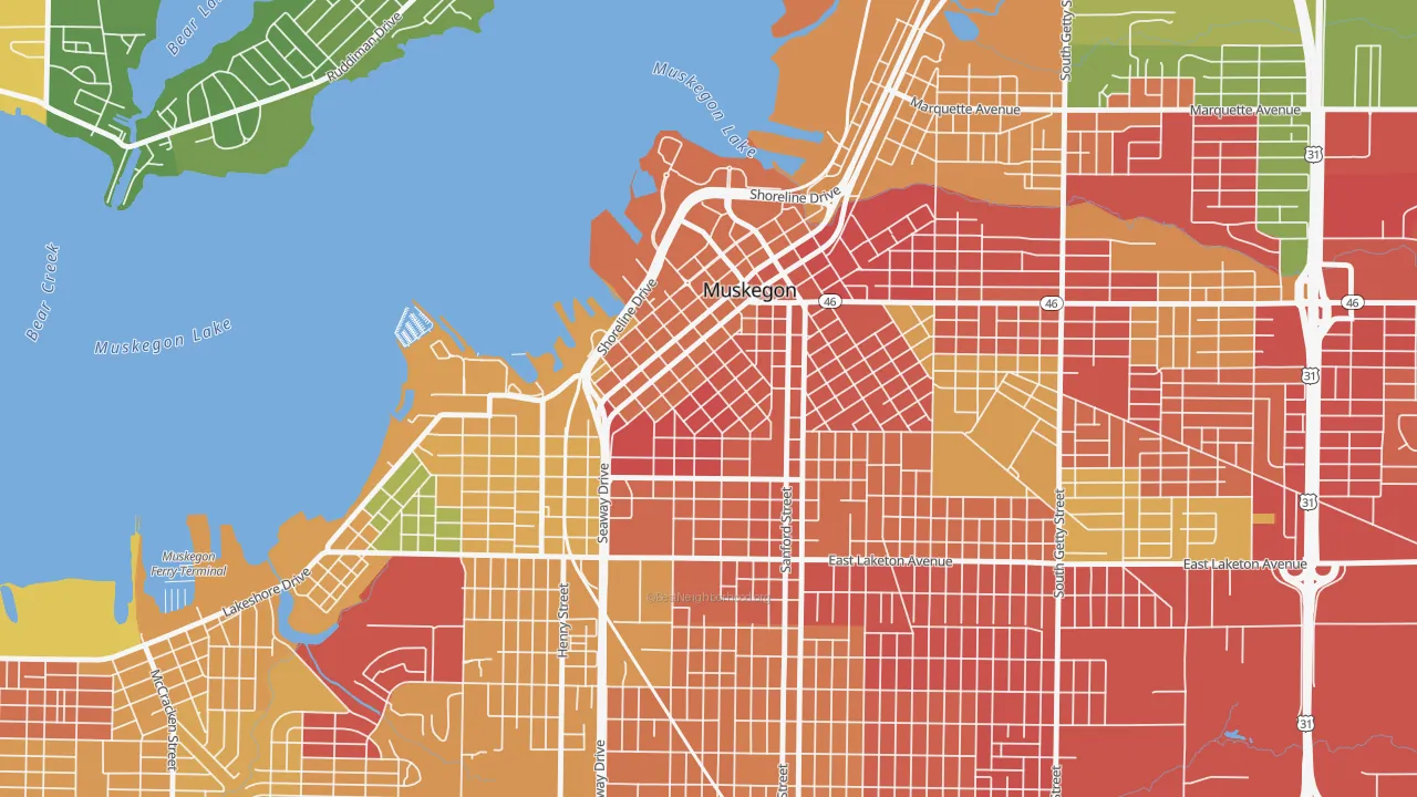 Nelson, Muskegon, MI of rich and poor neighborhoods by household income